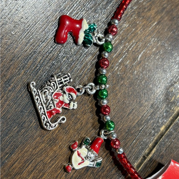 Festive Red Beaded Necklace with Christmas Charms - Picture 3 of 4
